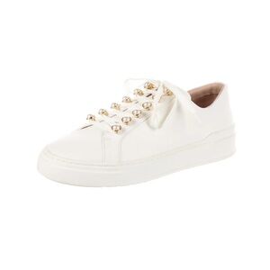 BRAND NEW - Stuart Weitzman White Sneakers with Gold Accent Pearls